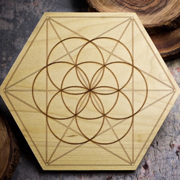 Seed of Life Mini Grid Board | Sacred Geometry Mini Grid Board | Mini Crystal Grid Board | Mini Stone Grid Board