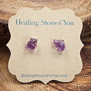 Amethyst und Sterling Silber Kristall Ohrstecker | Amethyst Ohrhänger | Amethyst Kristall Ohrstecker | Such dir dein Lieblingspaar aus