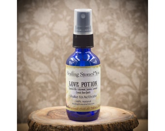 Love Potion – met kristallen doordrenkte aromatherapiespray met rozenkwarts