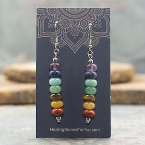 7 Chakra Crystal Dangle Earrings | Crystal Earrings | Boho Dangle Pierced Earrings | 7 Chakra Crystal Pierced Earrings