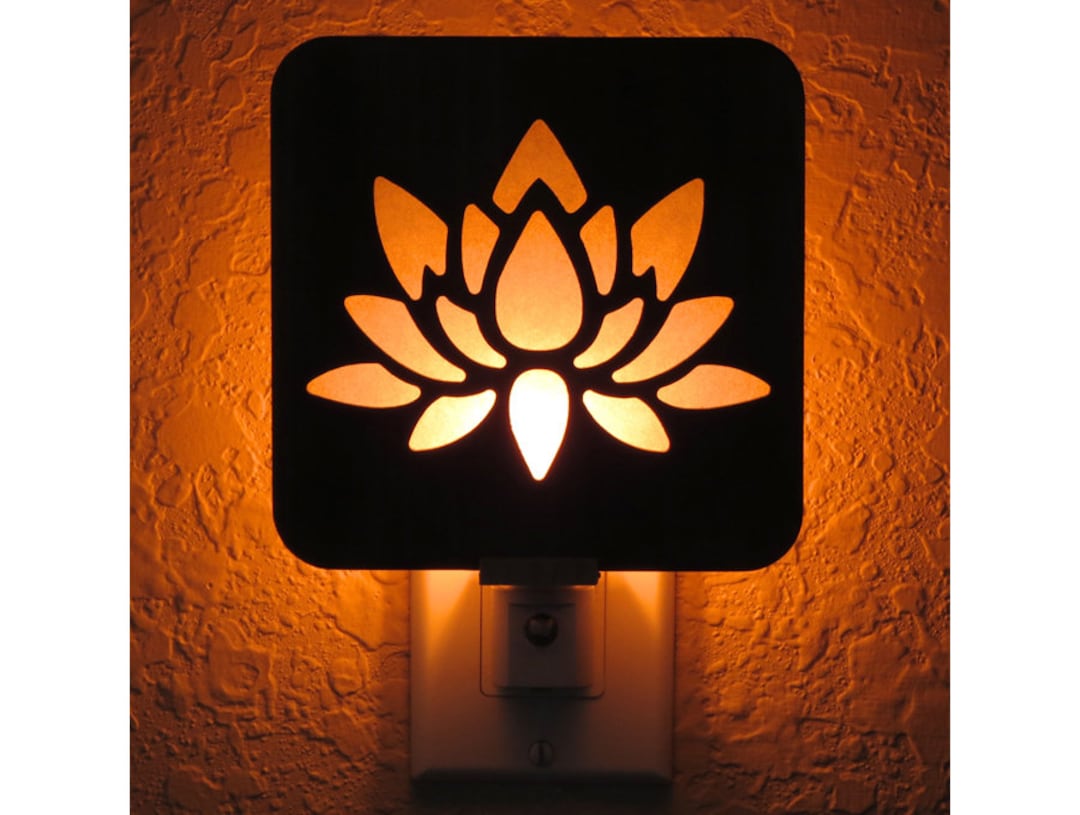 Lotus Flower Wood Night Light Handmade Decorative Night Light, Hallway