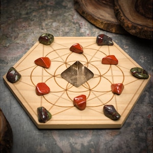 Protection and Grounding Mini Crystal Grid Set with Smoky Quartz, Dragon Blood Jasper & Red Jasper| Mini Crystal Grid Kit