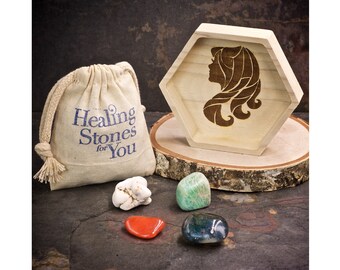 Virgo Zodiac Sign Crystal Set with optional Wood Dish