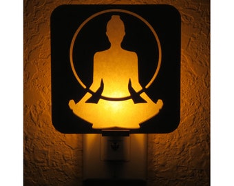 Meditation Figure Wood Night Light – Zen Decor