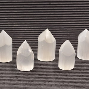 Selenite Mini Generator Points | Selenite Center Points for Grids | Selenite Wand | Selenite Grid Center Crystal | Polished Selenite Point