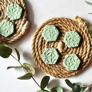 Geometric hexagon magnets, green magnets, textured magnets