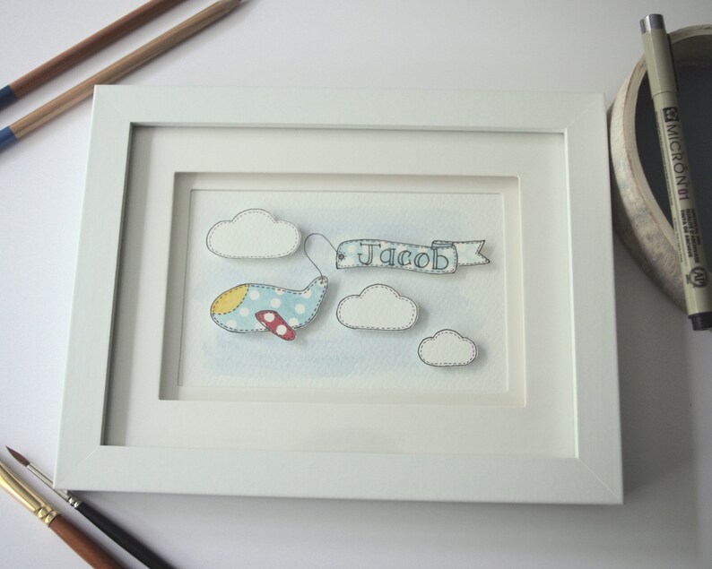 Plane With Banner Name Art New Baby Boy Boys Room Decor Etsy