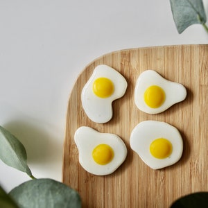 Fried egg magnet set, egg magnets