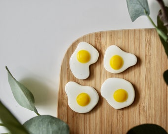 Fried egg magnet set, egg magnets