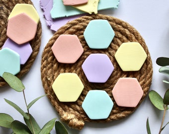 Hexagon magnets, sherbet magnets, clay magnets, coloured magnets