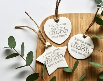 Love you to the moon and back tag, Sentimental tag