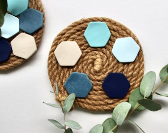 Hexagon Magnets, blue magnets, fridge magnets