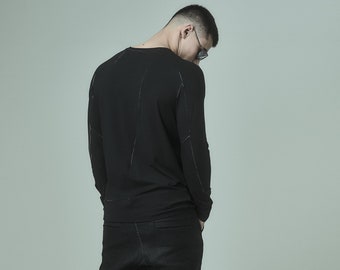 Top preto de uma peça com microfibra e mangas compridas / POWHA