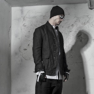 Deviation Black Linen Blazer / Minimalist Jacket / Extravagant Black Blazer / Mens Clothing by POWHA