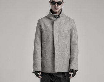 Photon Heavy Wool Gray Coat / Mens Winter Coat / Extravagant Mens Clothing / Tailored Mens Coat by POWHA