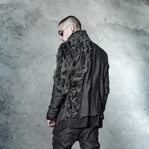 Lamellas Wool Blazer / Contemporary Mens Blazer / Futuristic Jacket/ Urban Blazer/ Extravagant Mens Clothing/ Tailored Jacket by POWHA