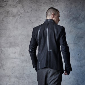 Contemporary Mens Blazer/ Charcoal Wool Blazer/ Futuristic - Etsy