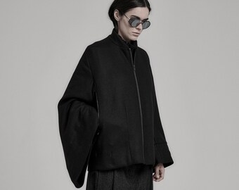 Kimono Black Bomber Jacket / Black Kimono / Womens Jacket / Extravagant Clothing by POWHA