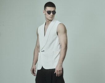 Colete de linho fervido Lyran Off White POWHA