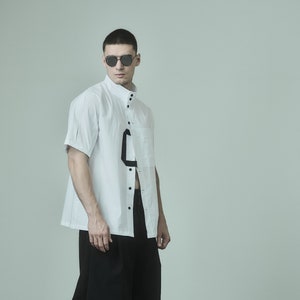 Oversized Washed White Shirt With Half Sleeves POWHA