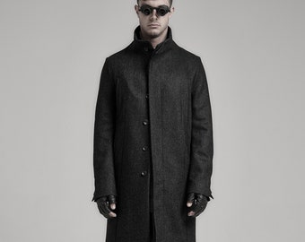 Photon Heavy Wool Long Coat / Mens Long Overcoat / Extravagant Mens Clothing / Tailored Mens Coat by POWHA