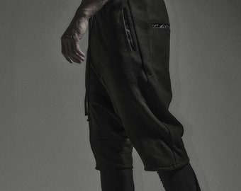 Shorts preto lavado ST.4 / Shorts de algodão com virilha baixa POWHA
