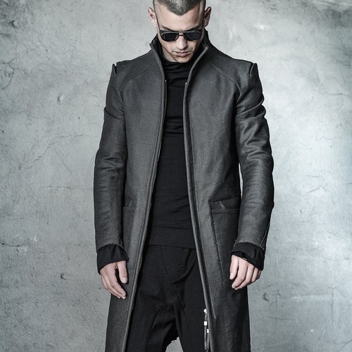 Futuristic Mens Coat / Slim Fit Coat / Cotton Mens Parka / - Etsy