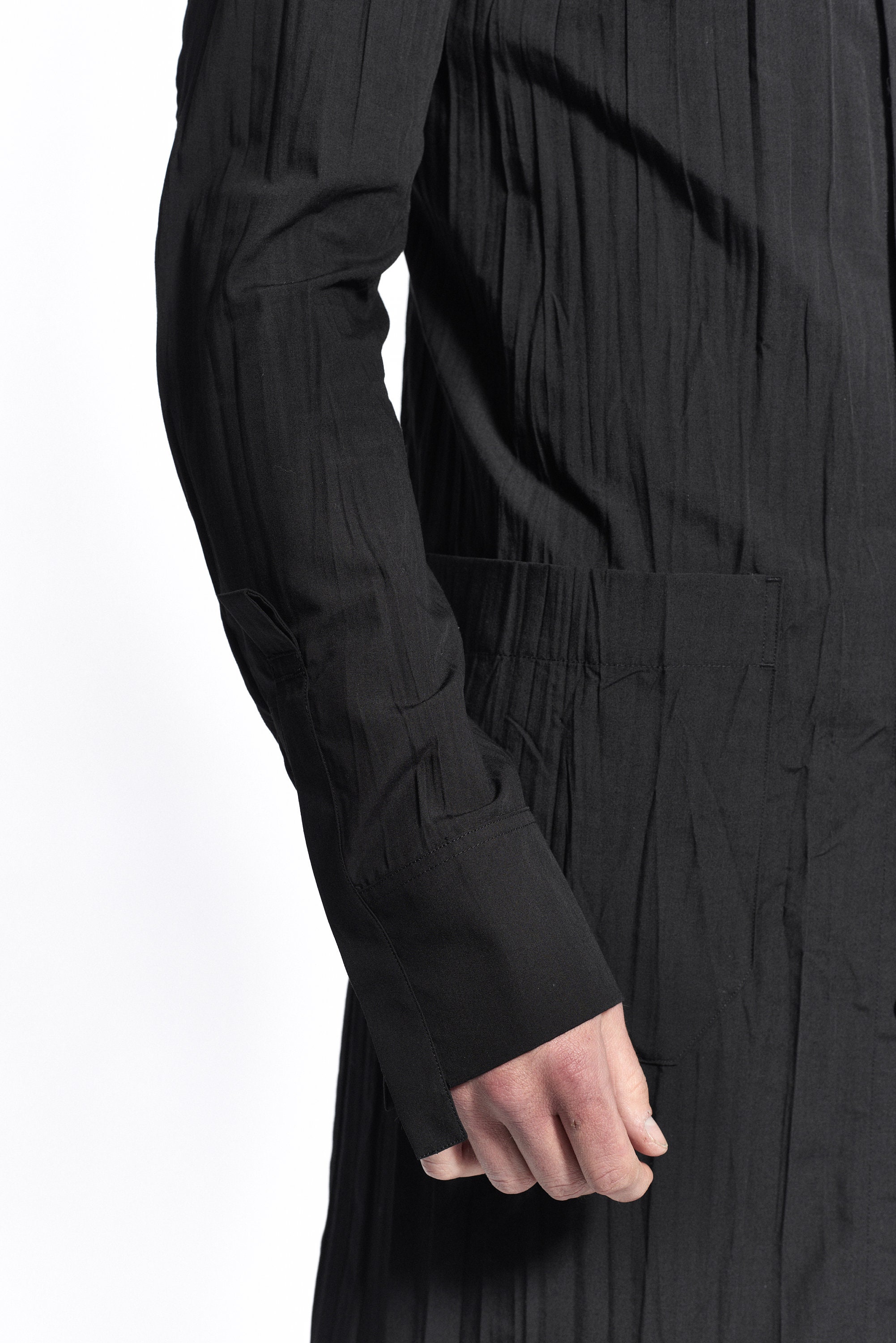 Long Sleeved Black Shirt / Elongated Cotton Shirt/ Futuristic - Etsy