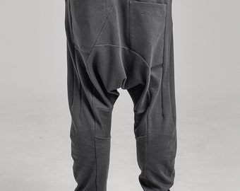 Slim Fit Extreme Drop Crotch Joggers in Charcoal