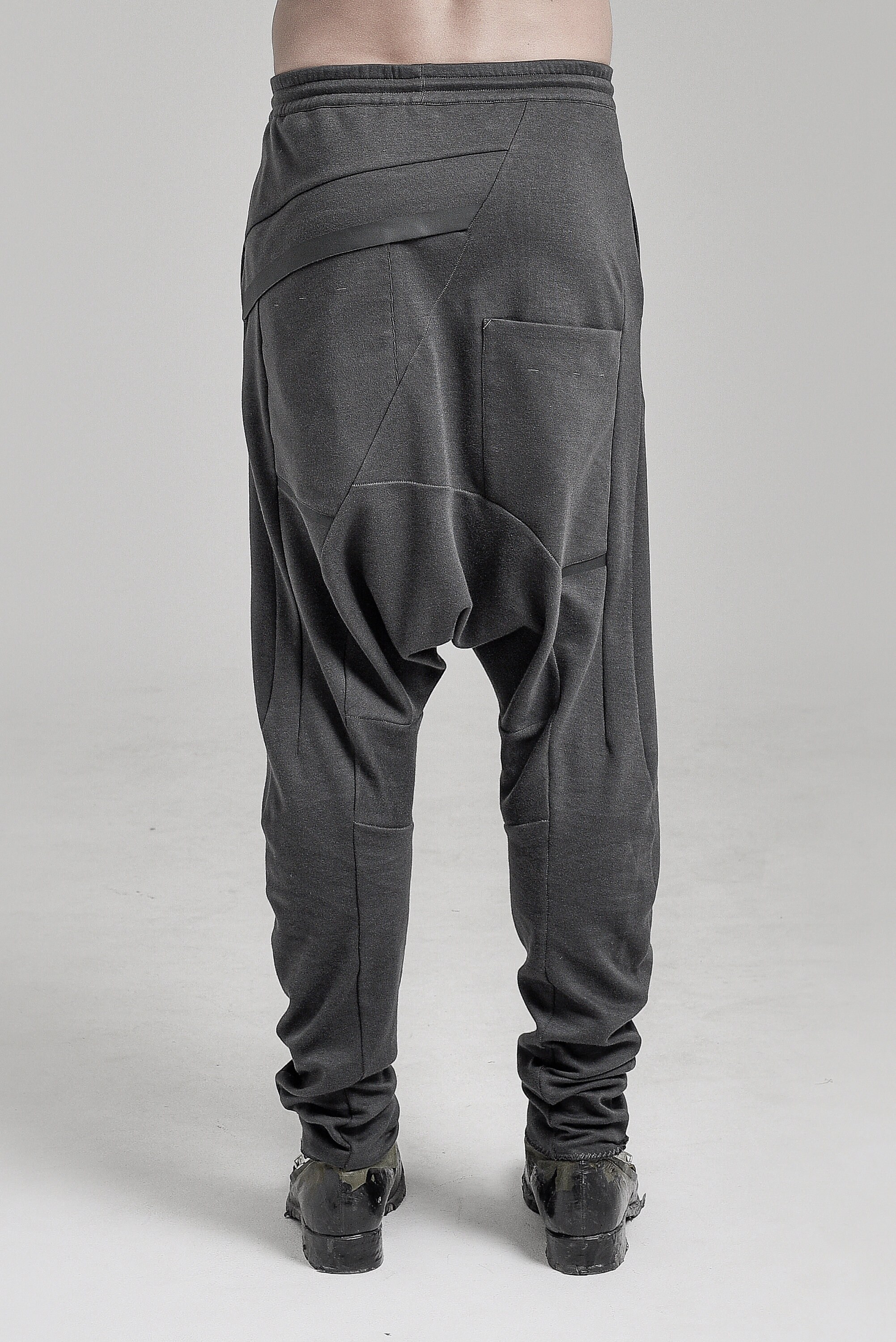 Drop Crotch Track Trouser/ Mens Drop Crotch Futuristic Pants