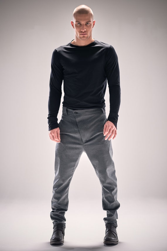 Pantalones modernos para hombre / pantalones de lana gris Etsy España