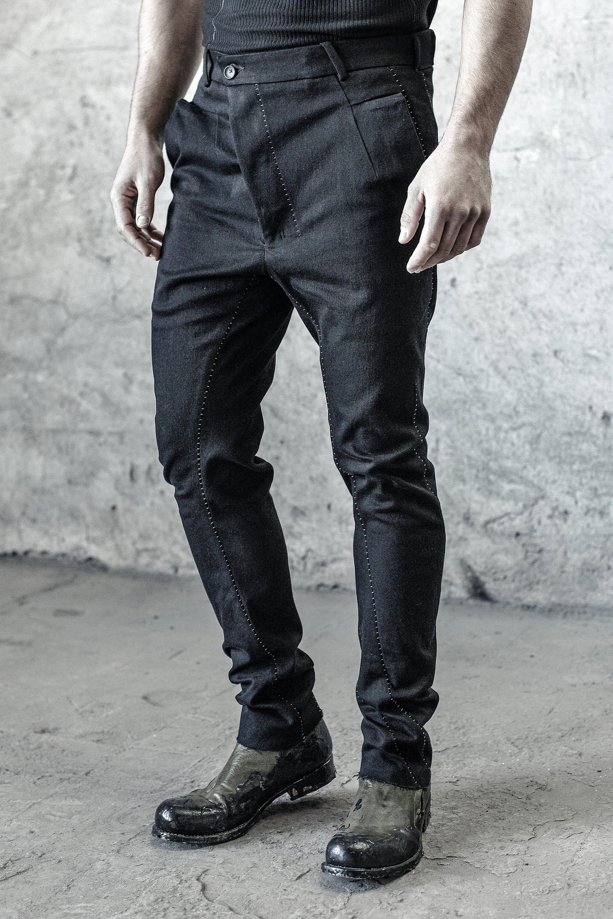 J Leg Black Washed Denim Scar Stitch Trouser / Progressive - Etsy