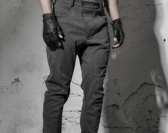 Grey Wahed Jeans / Handcrafted Denim Pants / Futuristic Trouser by POWHA