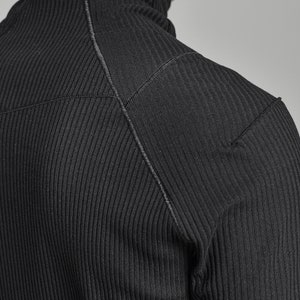 Momentum Black Long Sleeve Turtleneck/ Kinetic Black Blouse/ Mens Urban Blouse/ Futuristic Shirt by POWHA image 9