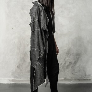 Distorted Scarf Unisex Double Faced Shawl Wool Cotton Wrapper Soft Wrinkled Scarf Grey Winter Shawl Progressive Wear by POWHA image 2