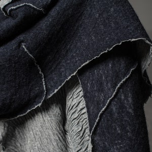 Distorted Scarf Unisex Double Faced Shawl Wool Cotton Wrapper Soft Wrinkled Scarf Grey Winter Shawl Progressive Wear by POWHA image 7