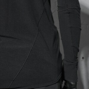 Black Top / Distorted Wool Shirt / Distorted Asymmetrical Shirt / Mens Clothing / Long Sleeved Asymmetric Top by POWHA imagem 6