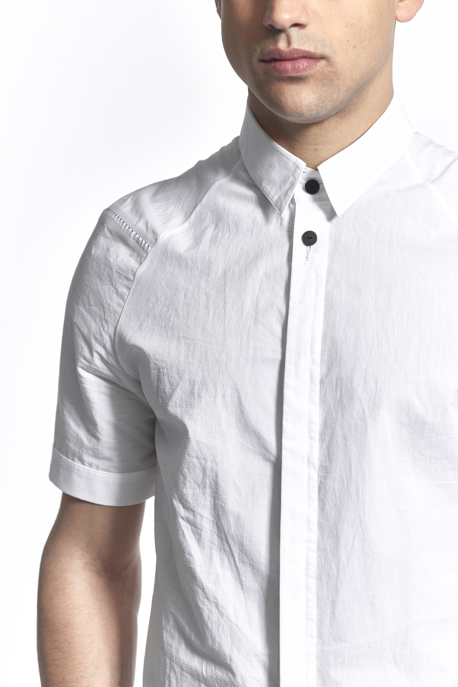 Cotton Mens Shirt / Short Sleeved Shirt / Urban Optical White Shirt ...