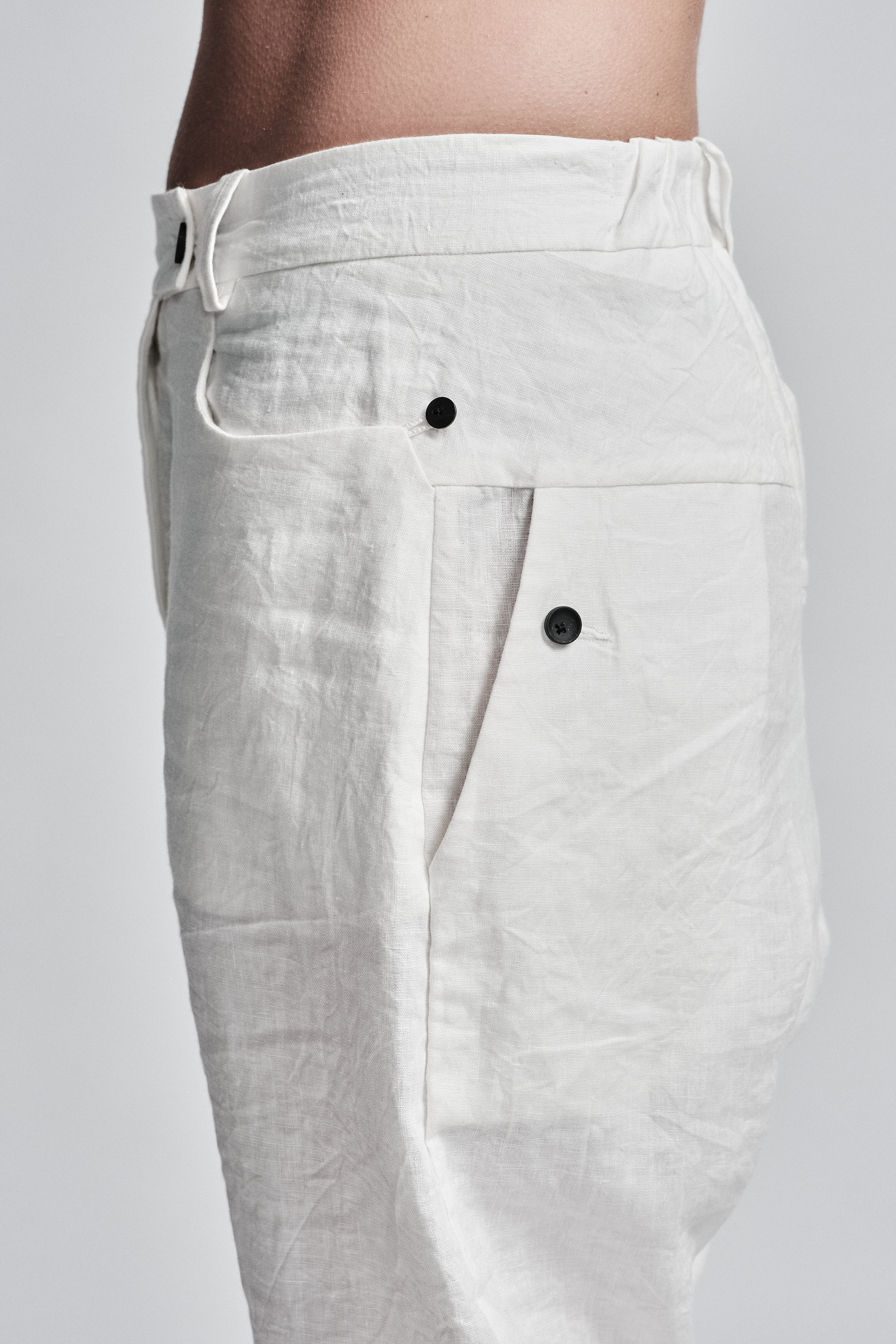 Off-white Linen Drop Crotch Trousers: Raw Hem Urban Pants - Etsy