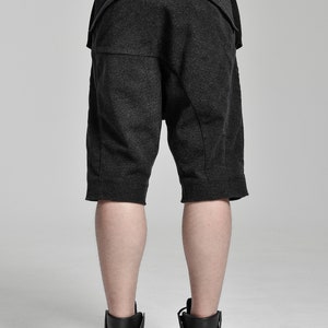Charcoal Wool Shorts / Mens Drop Crotch Trousers / Winter Shorts / Dropped Crotch Shorts / Charcoal Extravagant Pants by POWHA image 7