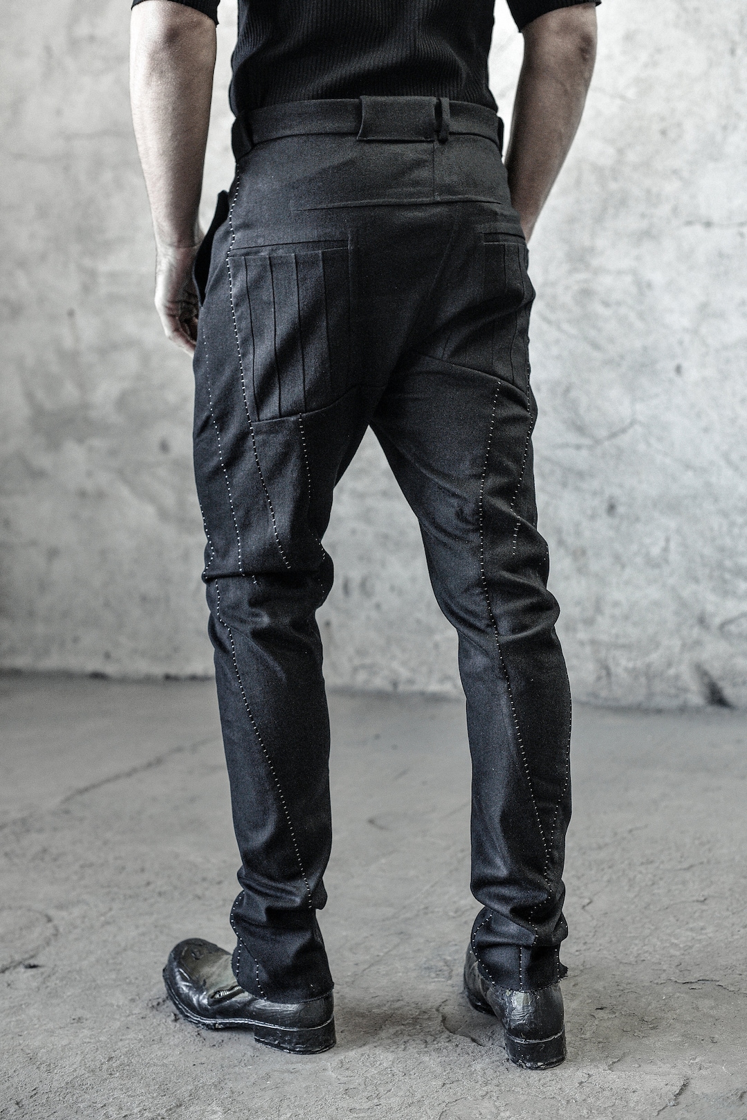 J Leg Black Washed Denim Scar Stitch Trouser / Progressive J Leg Black Washed Denim Scar Stitch Trouser / Progressive