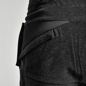 Charcoal Wool Shorts / Mens Drop Crotch Trousers / Winter Shorts / Dropped Crotch Shorts / Charcoal Extravagant Pants by POWHA image 8