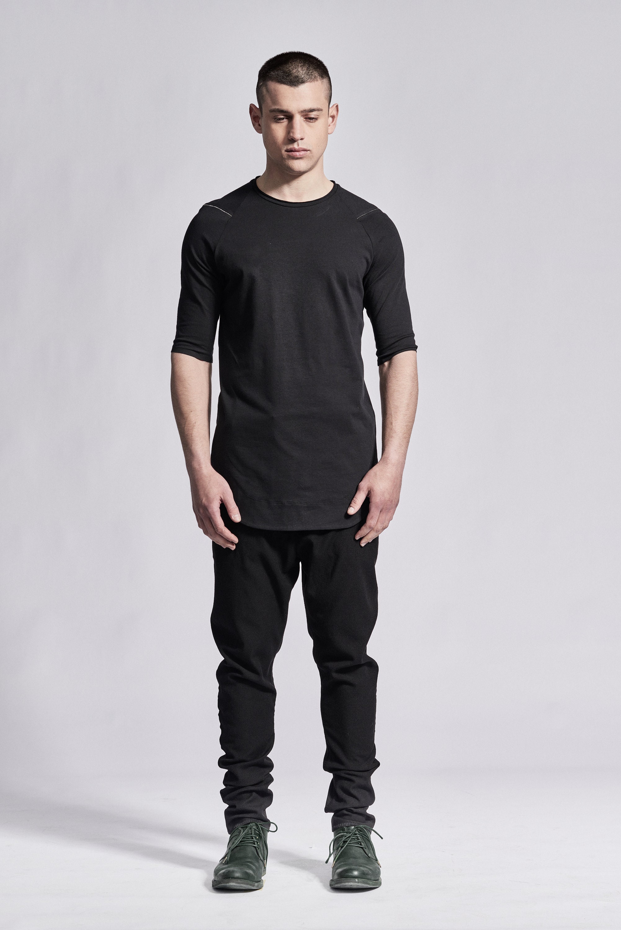 Half Sleeved Top With Scar Stitch / Kinetic Black Blouse/ Mens Urban ...