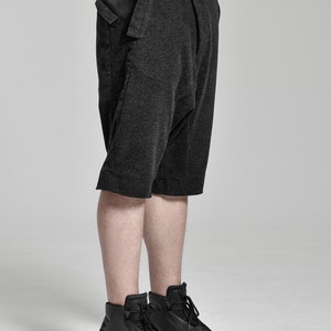 Charcoal Wool Shorts / Mens Drop Crotch Trousers / Winter Shorts / Dropped Crotch Shorts / Charcoal Extravagant Pants by POWHA image 5
