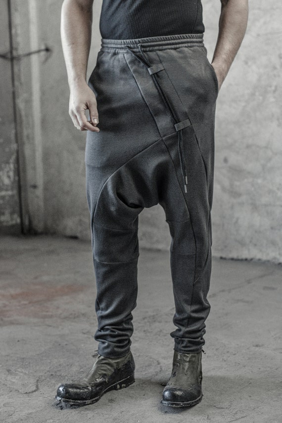 Drop Crotch Track Pants: Mens Futuristic Cotton Trousers - Etsy