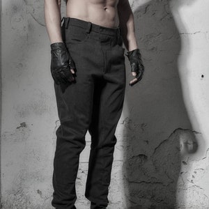 Charcoal Wahed Jeans / Handcrafted Denim Pants / Futuristic Trouser by POWHA