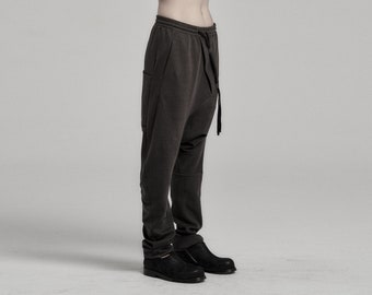 Womens Anthracite Drop Crotch Cotton Track Pants