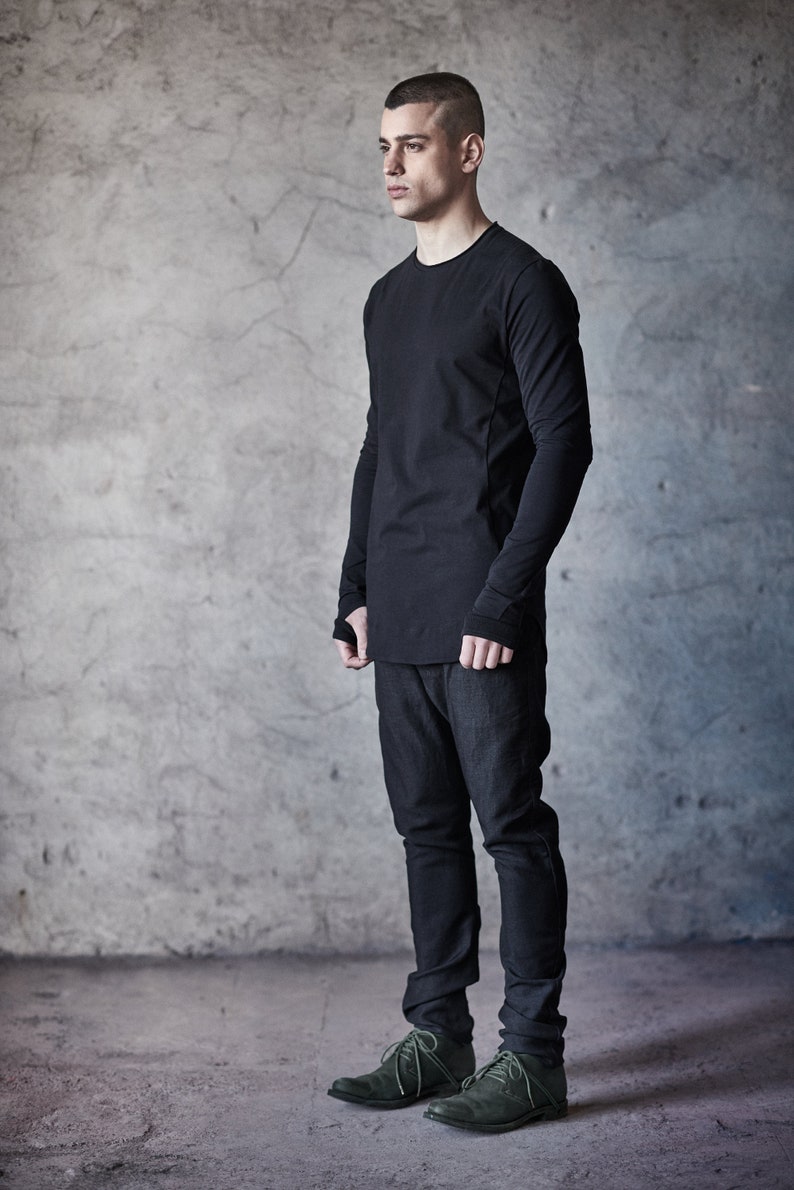 Long Sleeved Top / Kinetic Black Blouse/ Mens Urban Blouse / - Etsy