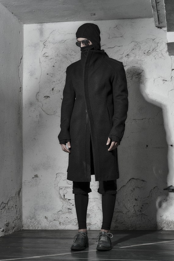 Phantom Black Wool Coat / Mens Long 