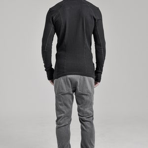Momentum Black Long Sleeve Turtleneck/ Kinetic Black Blouse/ Mens Urban Blouse/ Futuristic Shirt by POWHA image 6